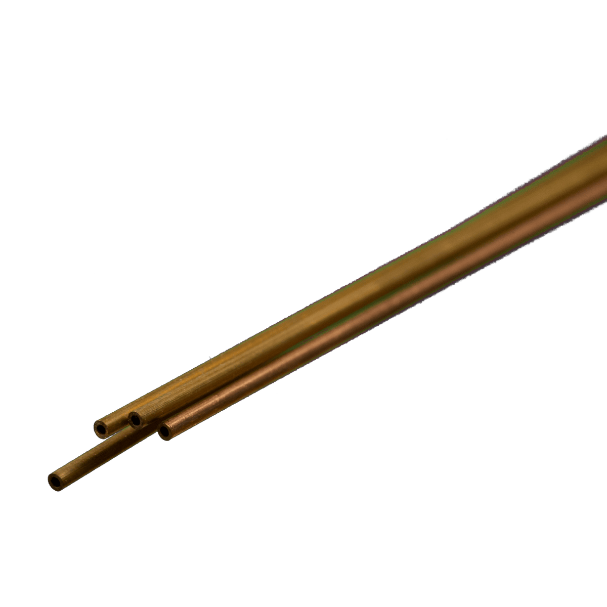 K&S 9830 round brass tubing, 1 mm outside diameter, 0.225 mm wall and 300 mm length, manufacturer profile photograph.