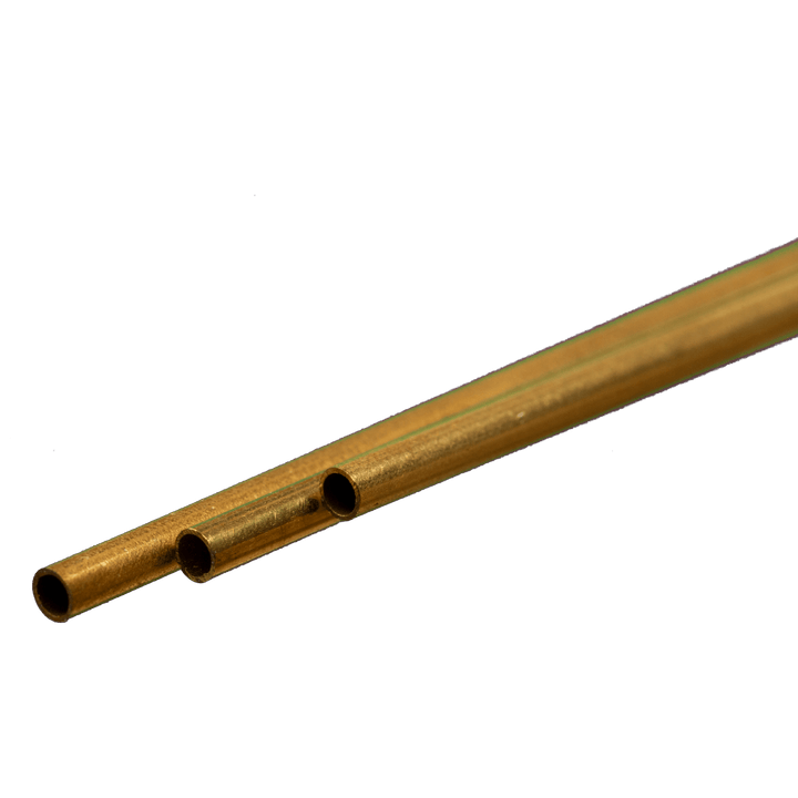 K&S 9835 round brass tubing, 3.5 mm outside diameter, 0.225 mm wall and 300 mm length, manufacturer profile photograph.