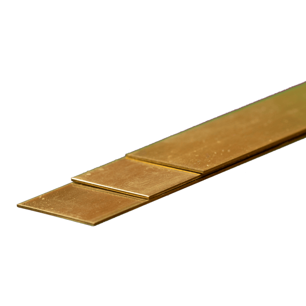 K&S 9842 brass strips, 0.5 mm thick by 18 mm wide — close-up
