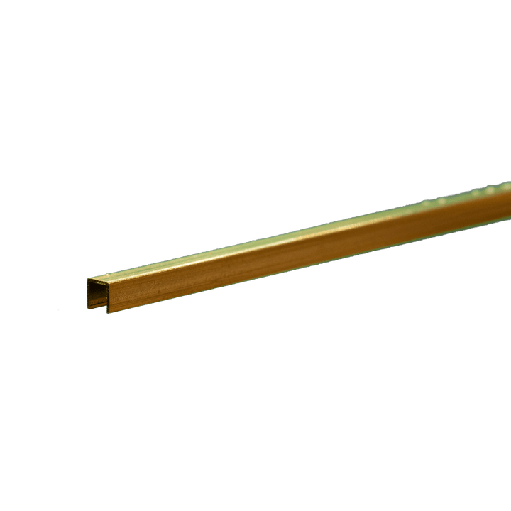 K&S 9885 brass channel, 1/8 by 1/8 inch legs — profile close-up