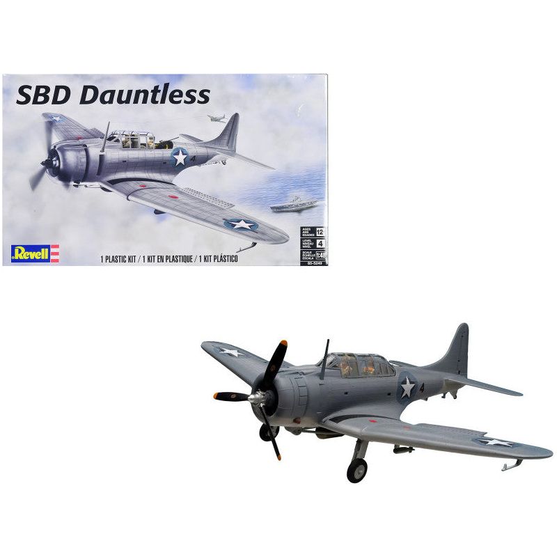 Revell 85-5249 actual assembled painted 1/48 SBD Dauntless example with kit box