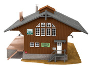 Rear view of Lionel 2167030 HO warehouse kit assembled and decorated