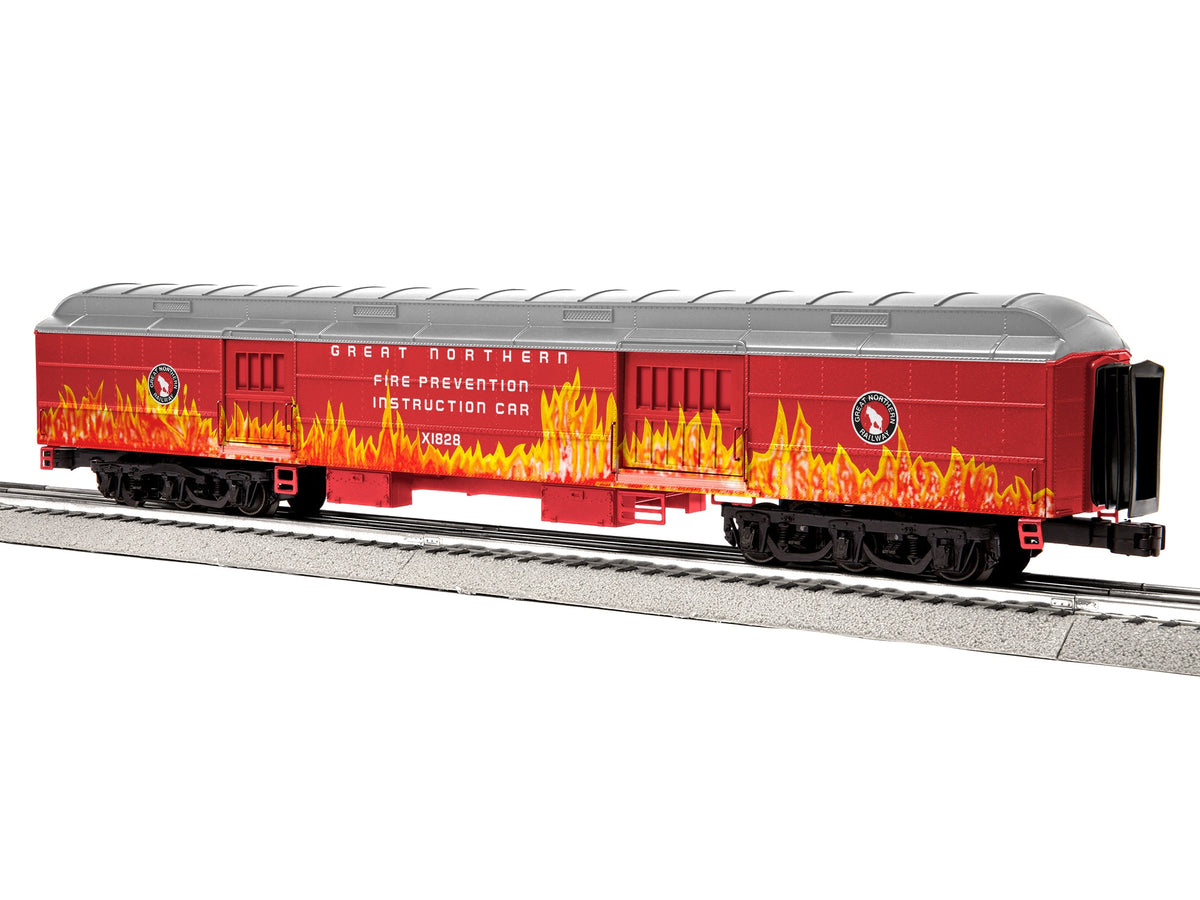 Lionel 2427260 Great Northern fire prevention instruction car X1828 with red flame livery