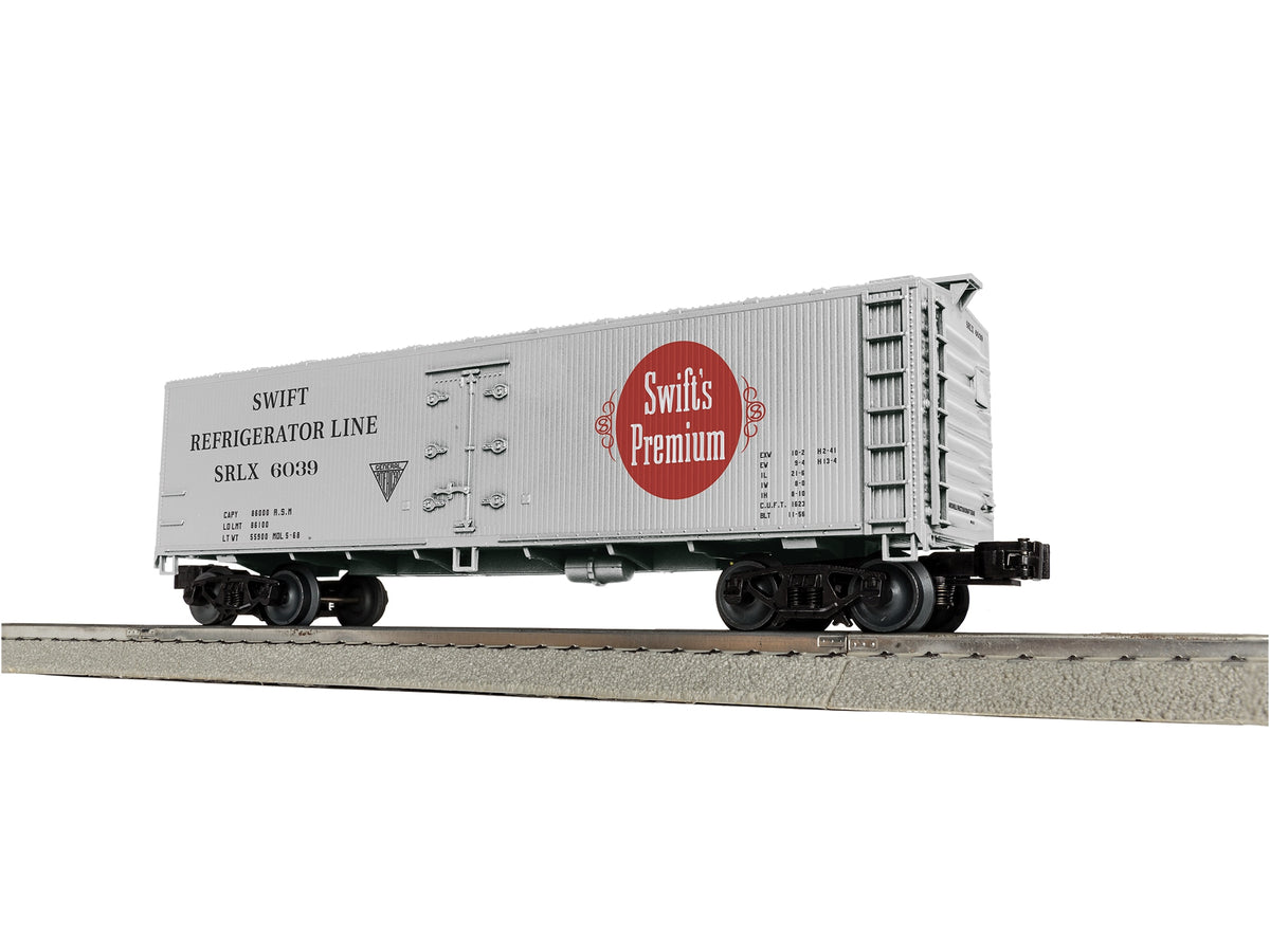 Lionel 2442242 Swift Premium wood-sided refrigerator car SRLX 6039, side view