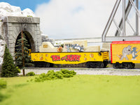 Lionel 2528520 Tom and Jerry chasing gondola, gondola displayed on a layout; other rolling stock and scenery not included