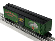 Lionel 2528640 John Deere Quality reefer, elevated three-quarter view showing roof and end