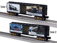 Lionel 2538040 Railroad Museum of Pennsylvania 50th anniversary boxcar, manufacturer comparison showing end details and both sides of the same boxcar