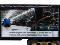 Lionel 2538040 Railroad Museum of Pennsylvania 50th anniversary boxcar, close-up of museum interior artwork on the boxcar side