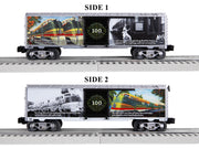 Lionel 2538060 Orange Blossom Special 100th anniversary boxcar, manufacturer comparison showing both sides of the same boxcar