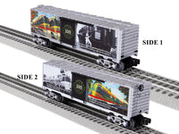 Lionel 2538060 Orange Blossom Special 100th anniversary boxcar, manufacturer comparison showing both ends and side artwork of the same boxcar