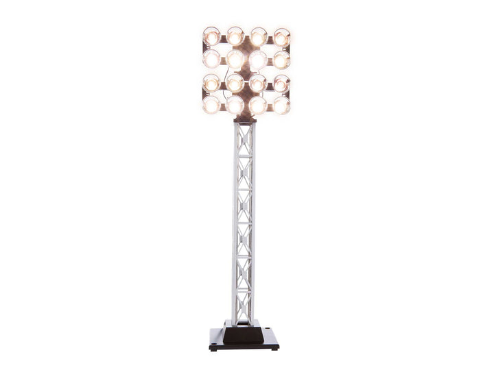 Lionel 6-82013 Plug-Expand-Play double floodlight tower illuminated front view.