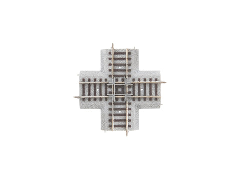 Lionel 8758090 HO FasTrack 90-degree crossover track, overhead view.