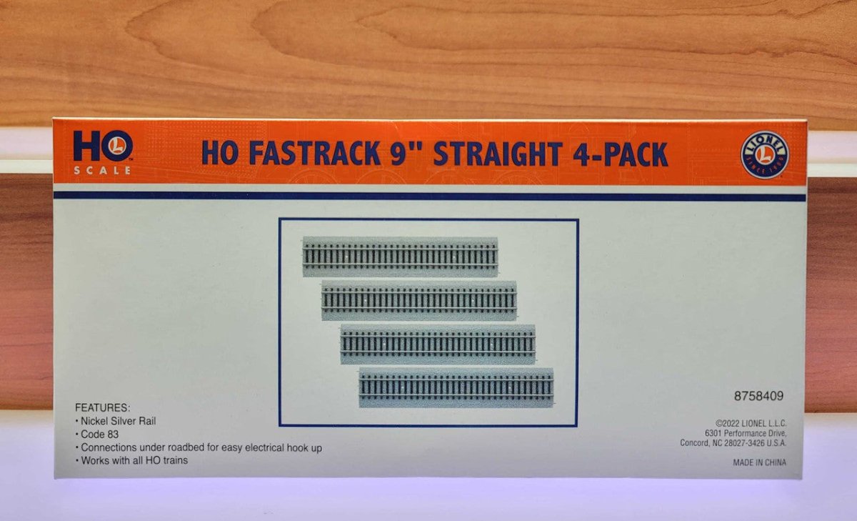 Lionel HO Scale Fastrack 9" Straight Track (Pack of 4) - 8758409– product image