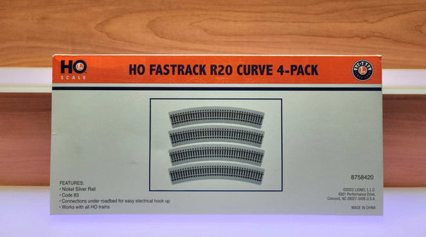 Lionel HO Scale Fastrack R20 Curve Track (Pack of 4) - 8758420