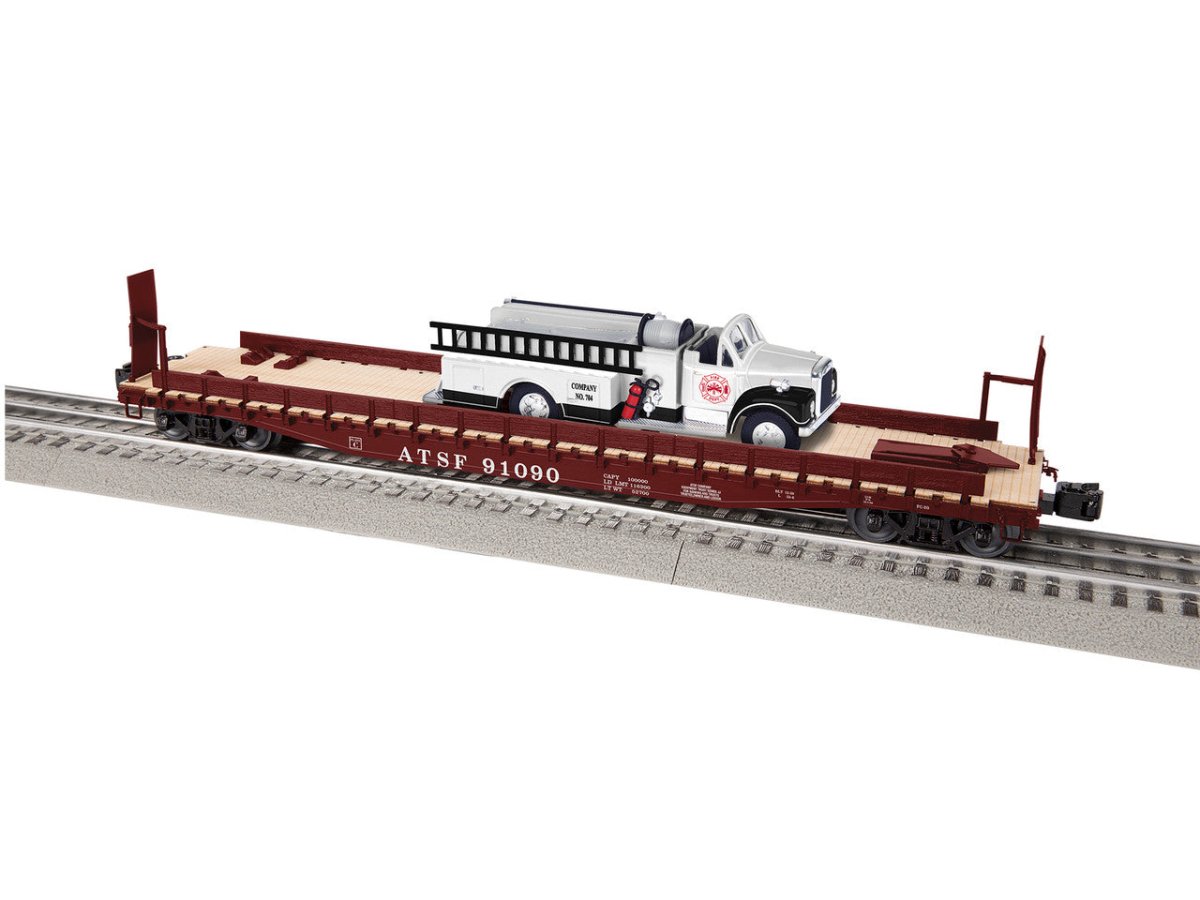 Lionel O Scale Santa Fe 50' Flatcar w/ Firetruck #91090 - 2226270– product image