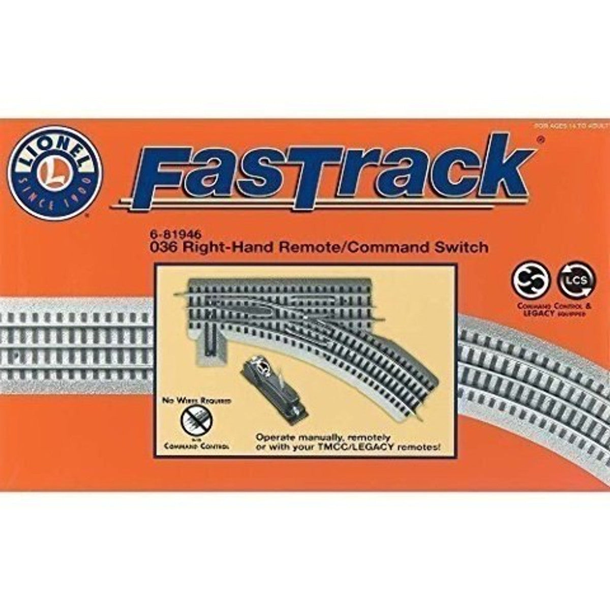 Lionel O Scale FasTrack O36 Remote/Command Switch Right Hand – 81946 — exact product reference