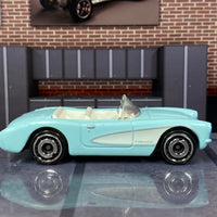 Loose Hot Wheels - 1956 Chevy Corvette - Barbie Satin Blue and White