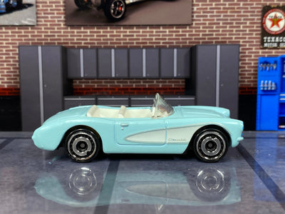 Loose Hot Wheels - 1956 Chevy Corvette - Barbie Satin Blue and White