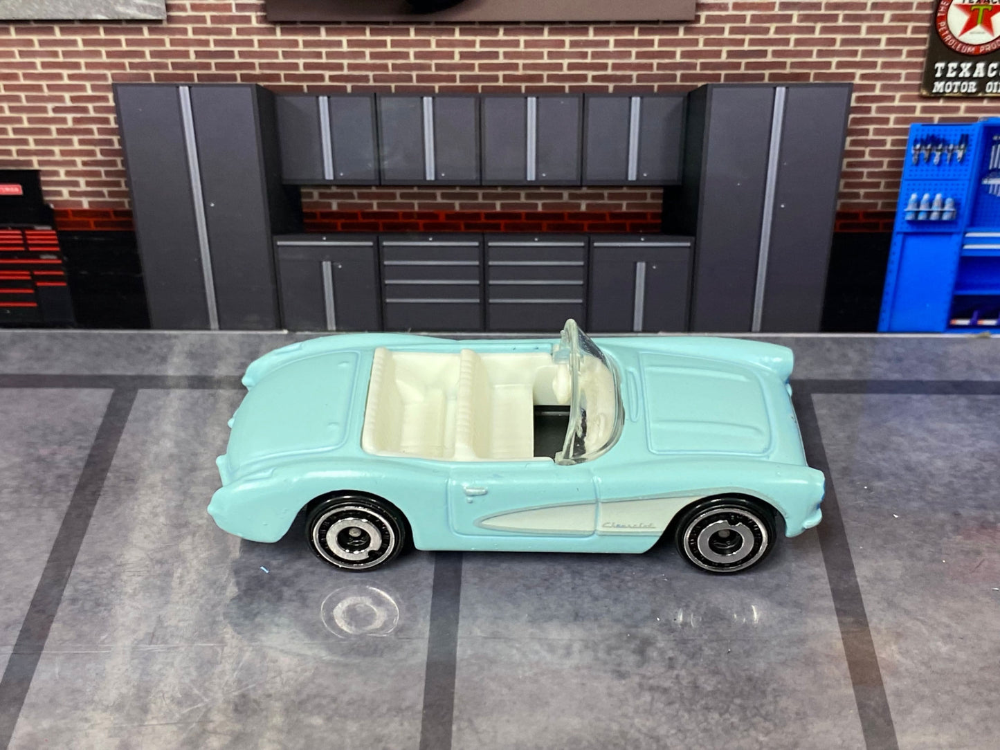 Loose Hot Wheels - 1956 Chevy Corvette - Barbie Satin Blue and White