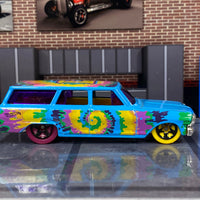 Loose Hot Wheels - 1964 Chevy Nova Station Wagon - Blue Art Car