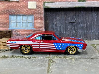 Loose Hot Wheels - 1968 Plymouth Barracuda Formula S - Dark Red Stars and Stripes