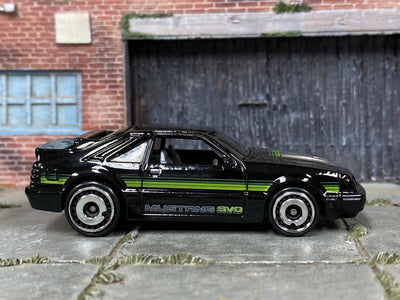 Loose Hot Wheels - 1984 Ford Mustang SVO - Black, Silver and Green