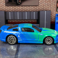 Loose Hot Wheels - 2007 Ford Mustang - FALKE TIRES Blue and Green