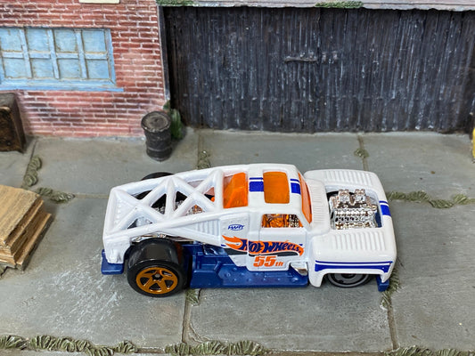 Loose Hot Wheels - Erikenstein Race Truck - White and Blue Hot Wheels