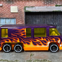 Loose Hot Wheels - GMC Motor Home - Purple and Orange with Flames