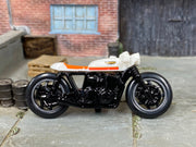 Loose Hot Wheels - Honda CB750 Cafe Motorcycle - White and Orange