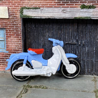 Loose Hot Wheels - Honda Super Cub Motorcycle - Light Blue and White