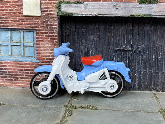 Loose Hot Wheels - Honda Super Cub Motorcycle - Light Blue and White