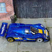 Loose Hot Wheels - Mazda 787B Race Car - Blue and Yellow Goodyear