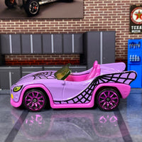 Loose Hot Wheels - Monster High Goul Mobile - Purple and Pink Spider Web