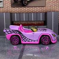 Loose Hot Wheels - Monster High Goul Mobile - Purple and Pink Spider Web