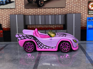 Loose Hot Wheels - Monster High Goul Mobile - Purple and Pink Spider Web