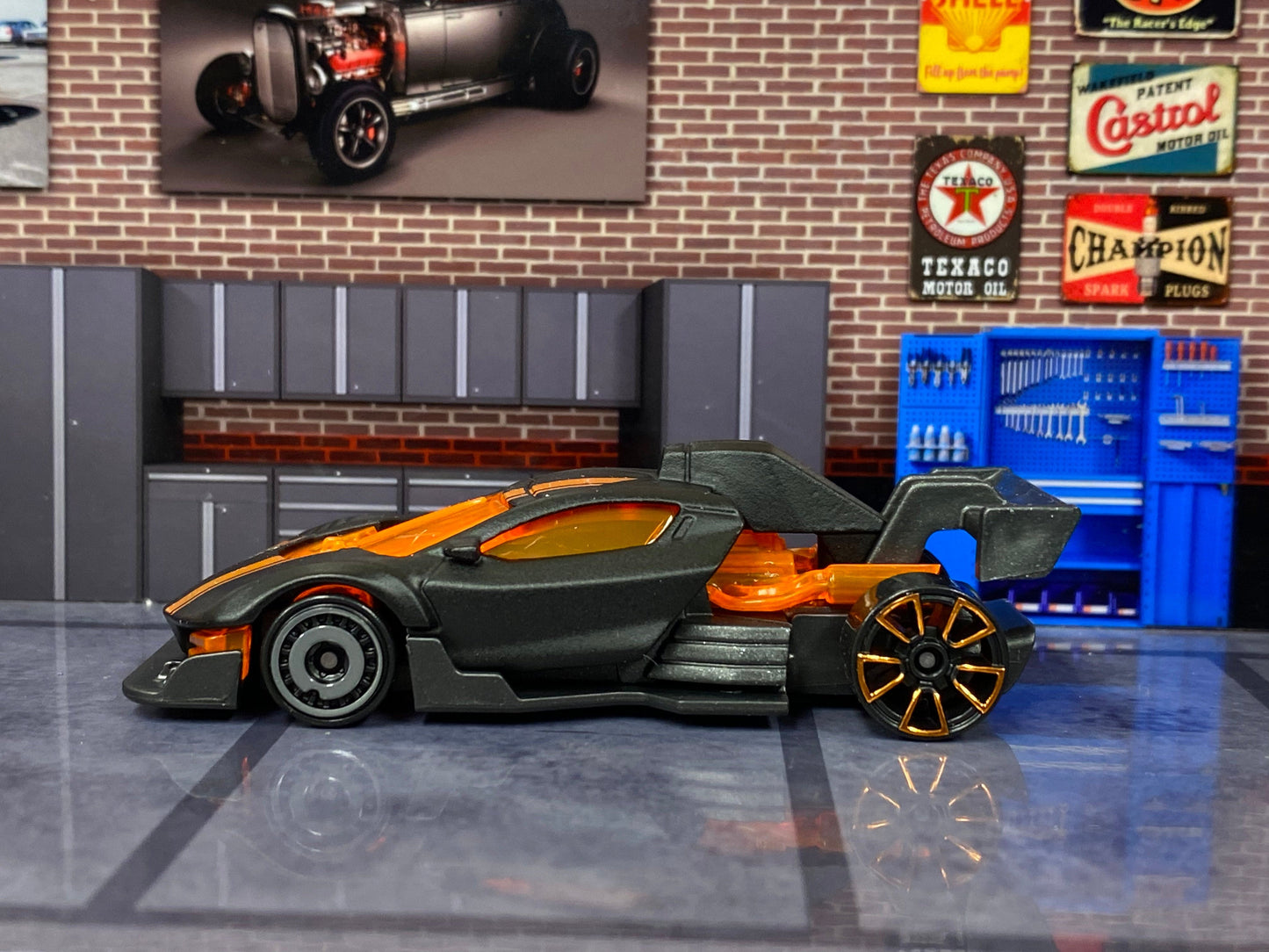 Loose Hot Wheels - Punk Rod - Satin Black and Orange