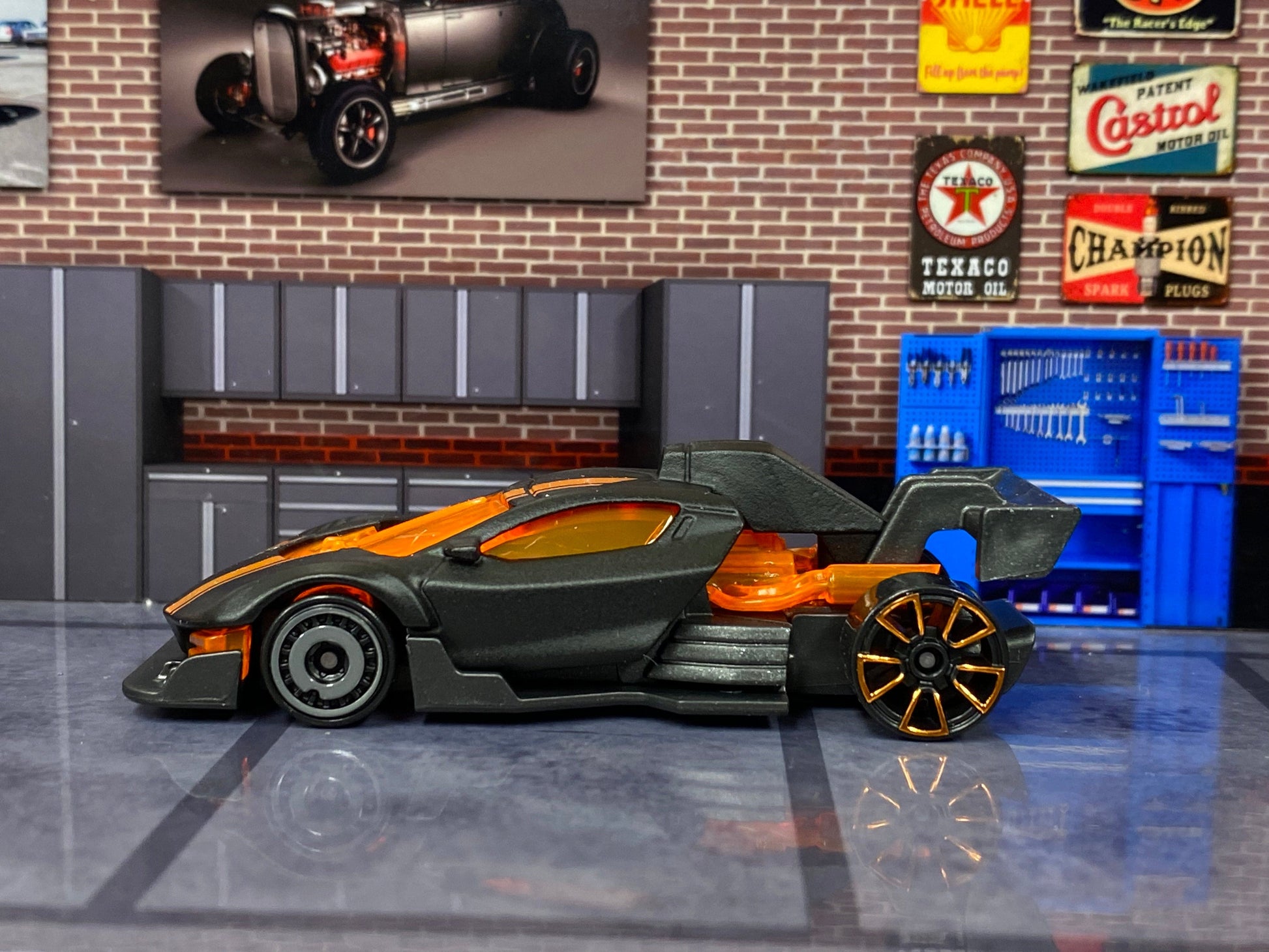 Loose Hot Wheels - Punk Rod - Satin Black and Orange