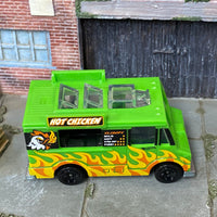Loose Hot Wheels - Quick Bite Food Truck - Hot Chicken Green with Flames