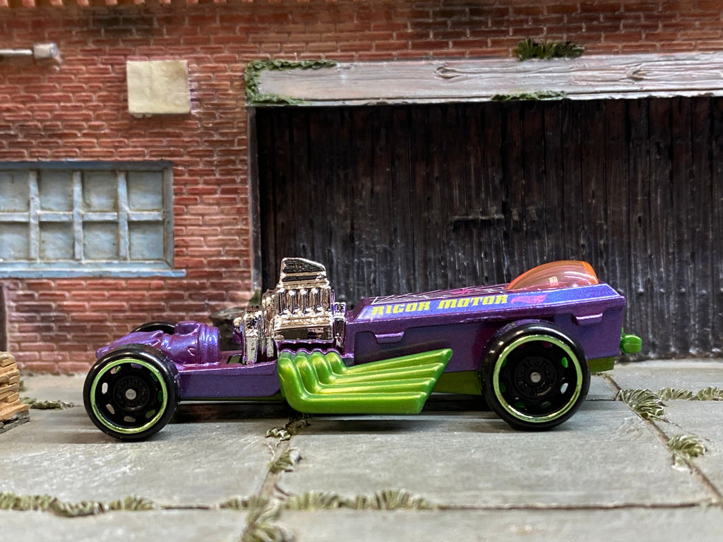 Loose Hot Wheels - Rigor Motor Drag Car Dragster - Purple and Green