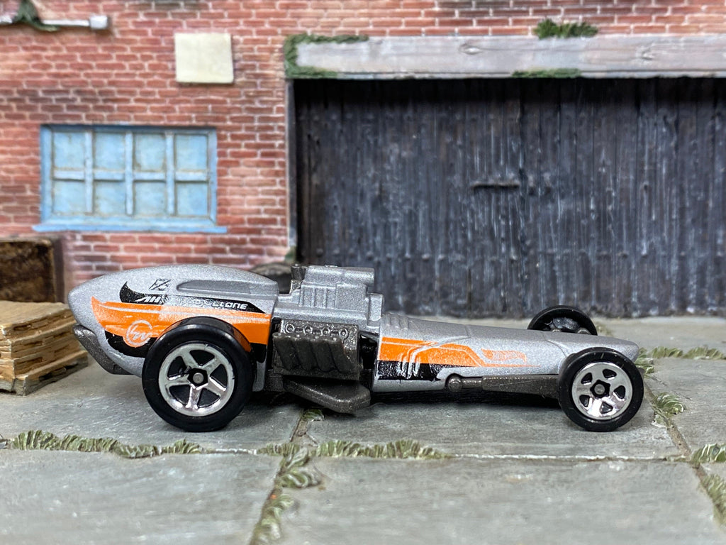 Loose Hot Wheels - Rockin Railer Drag Car - Gray, Orange and Black