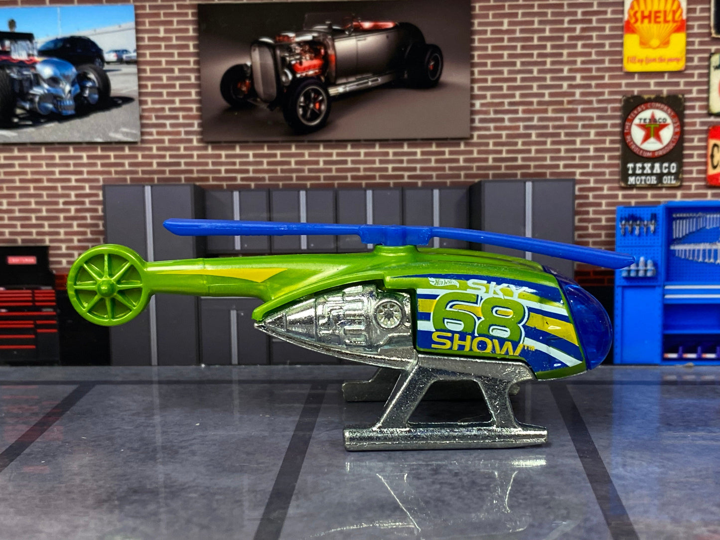 Loose Hot Wheels - Skyfire Helicopter - Green and Blue