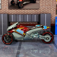 Loose Hot Wheels - Tri & Stop Me Trike - Red and Silver Beach Patrol