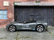 Matchbox 2015 Corvette Stingray Gray and White Trooper Highway Patrol - rear angle view showing tampo details