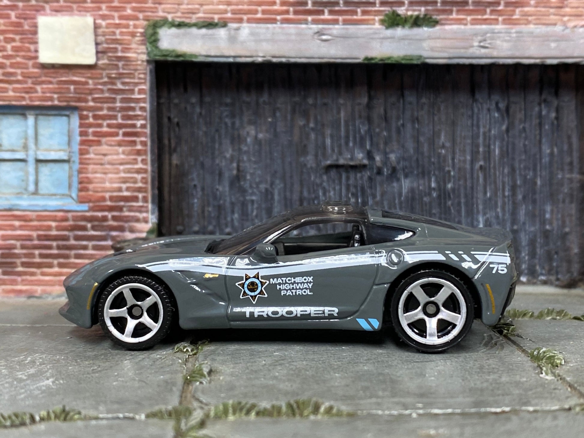Loose Matchbox - 2015 Corvette Stingray - Gray and White Trooper Highway Patrol