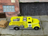 Matchbox MBX Recue Dasher San Luis Obispo Green Fire Truck loose diecast - side profile detail shot