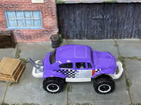 Matchbox Volkswagen Beetle 4X4 Off Road Purple loose diecast - side profile detail shot