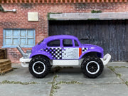 Matchbox Volkswagen Beetle 4X4 Off Road Purple - rear angle view showing tampo details