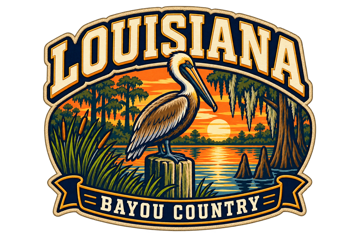 Louisiana heritage badge embroidery artwork