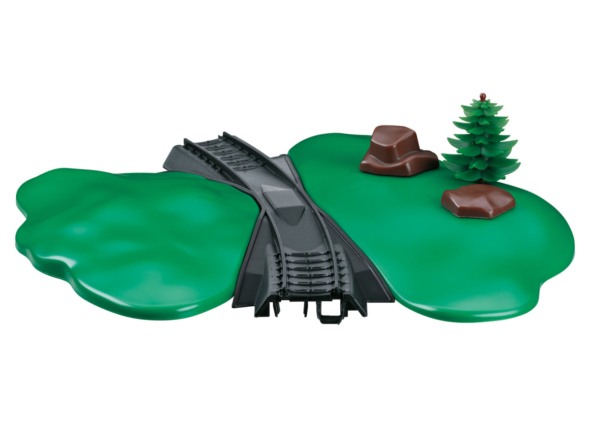 Märklin 72240 my world curved rerailer with green scenery base, tree and rocks